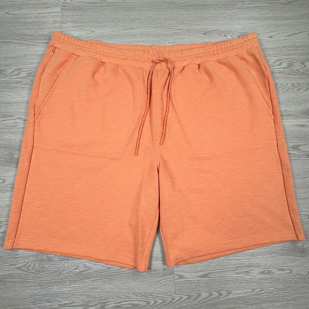 Society of One Mens Shorts‎ 4XL Orange Textured Knit Drawstring Zipper Pockets